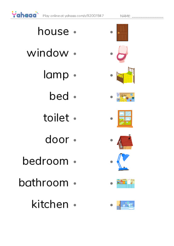 Draw a line to match worksheet for My home