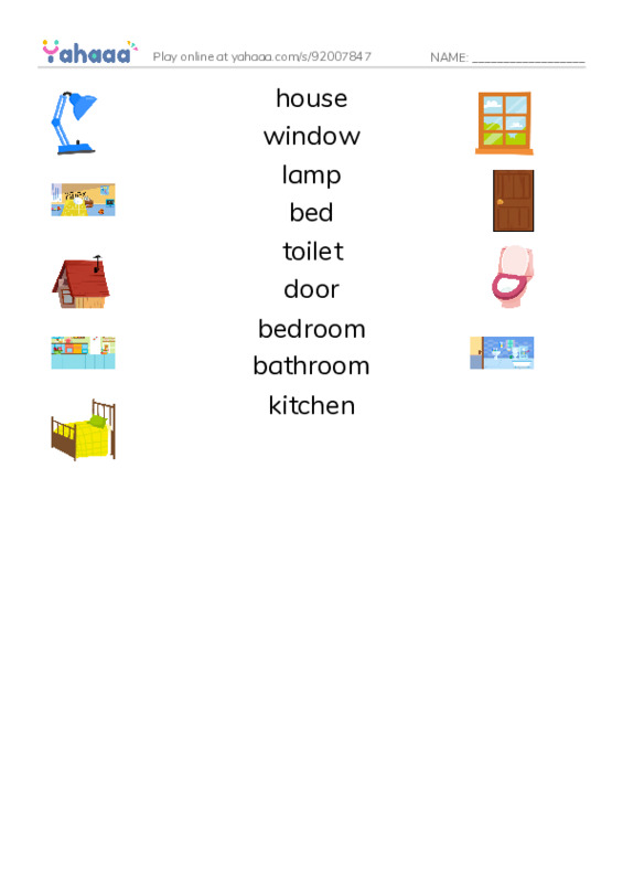Match both sides worksheet for My home