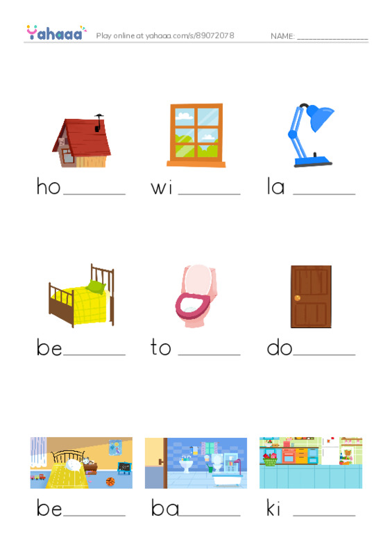 Finish the word worksheet for My home