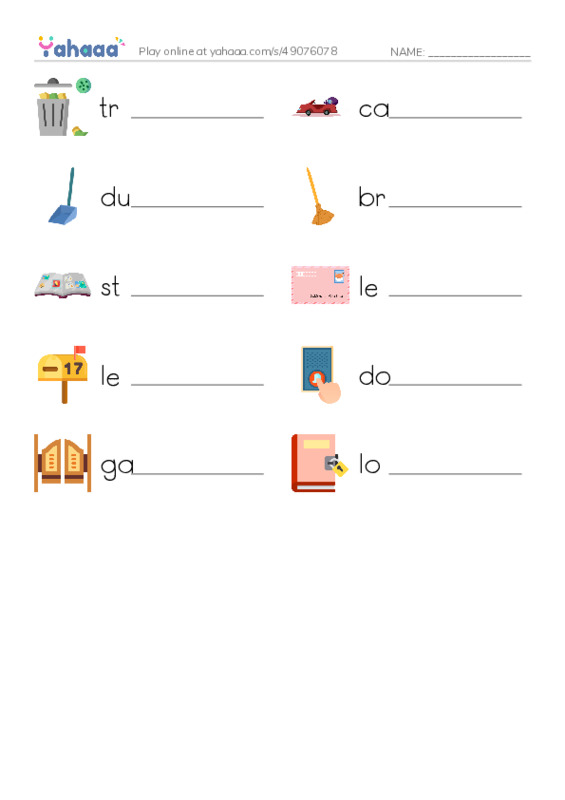 In the House PDF worksheet writing row