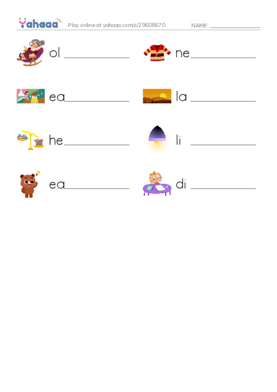 Write the word rows worksheet for Opposites 2