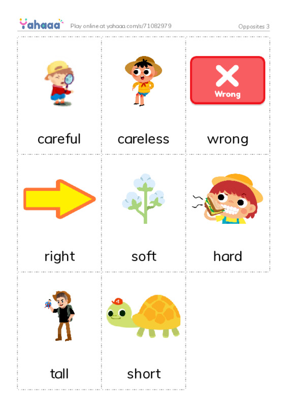 Picture flashcards worksheet for Opposites 3