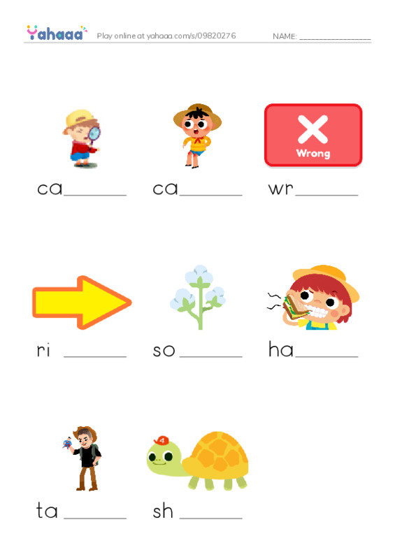 Finish the word worksheet for Opposites 3