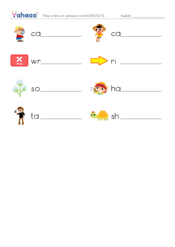 Write the word rows worksheet for Opposites 3