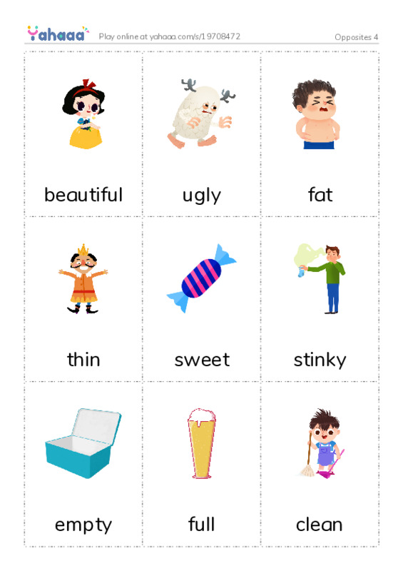 Picture flashcards worksheet for Opposites 4