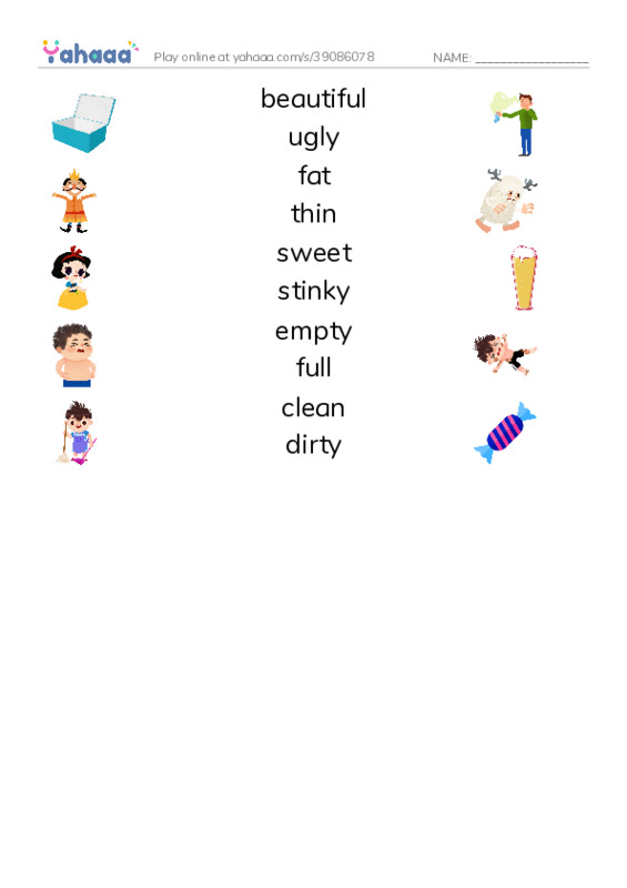 Match both sides worksheet for Opposites 4