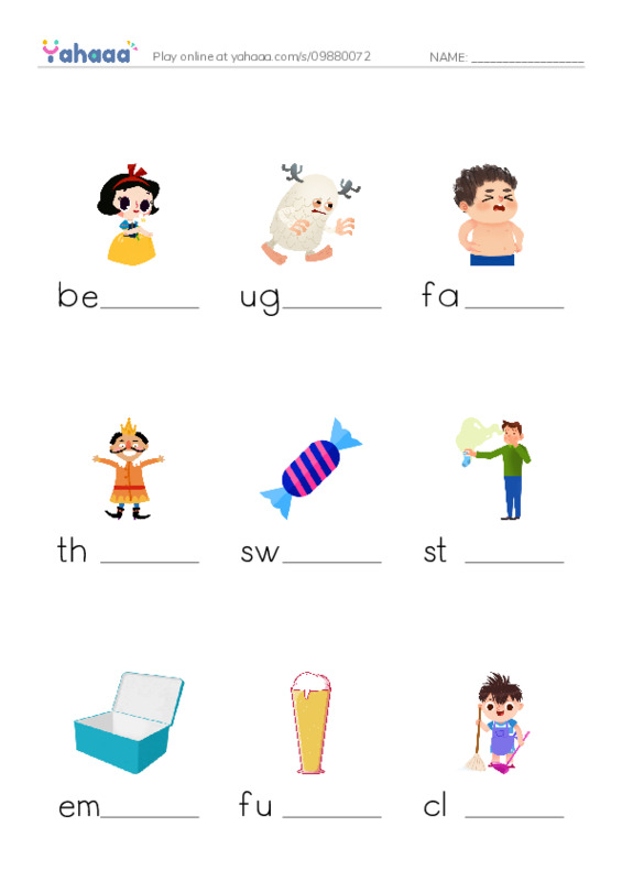 Finish the word worksheet for Opposites 4