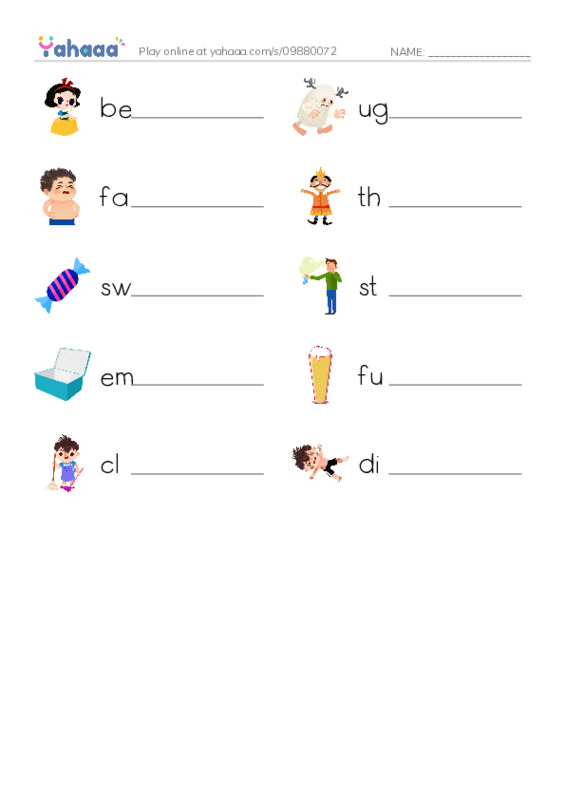 Write the word rows worksheet for Opposites 4
