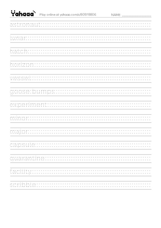 Handwriting lines worksheet for 4A FET Unit6 1