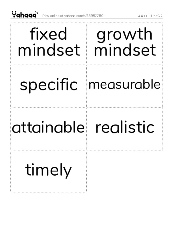 Word flashcards worksheet for 4A FET Unit6 2