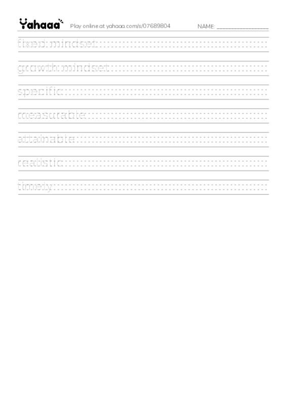 Handwriting lines worksheet for 4A FET Unit6 2