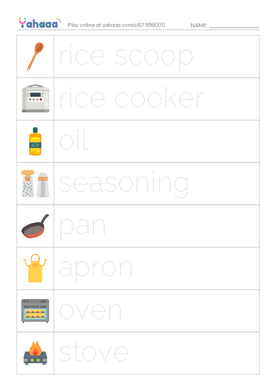 Cooking PDF one column image words