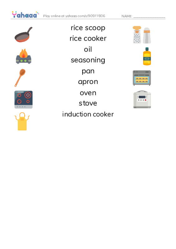 Cooking PDF three columns match words