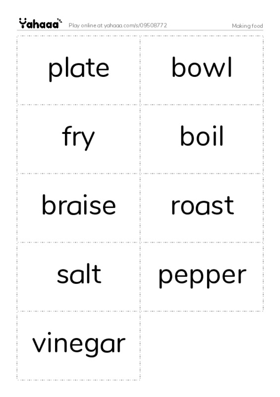 Kitchen PDF two columns flashcards