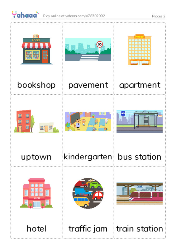 Picture flashcards worksheet for Places 2