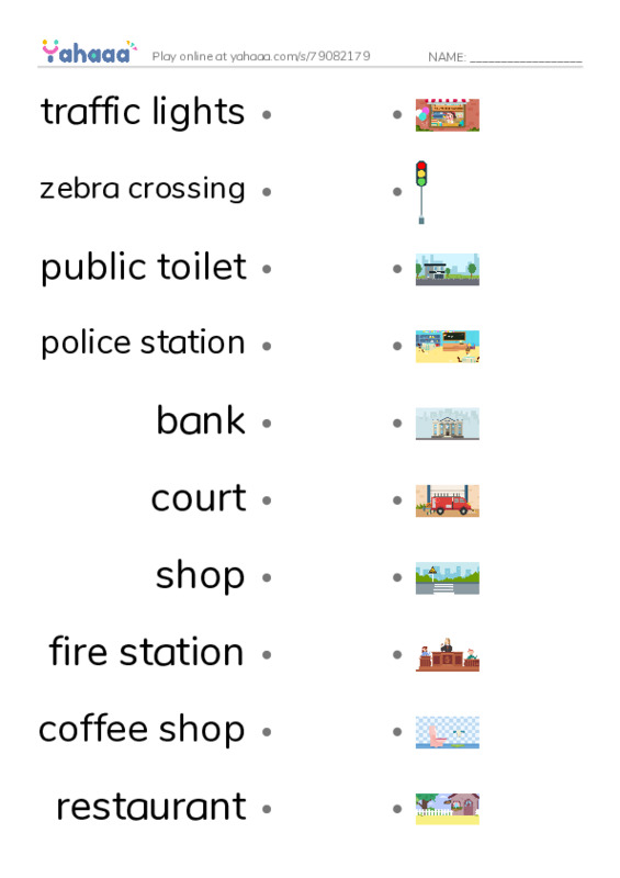 Draw a line to match worksheet for Places 3