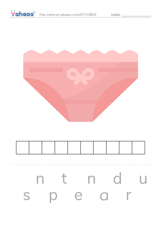 Letter scramble puzzle worksheet for Clothes and Accessories 2