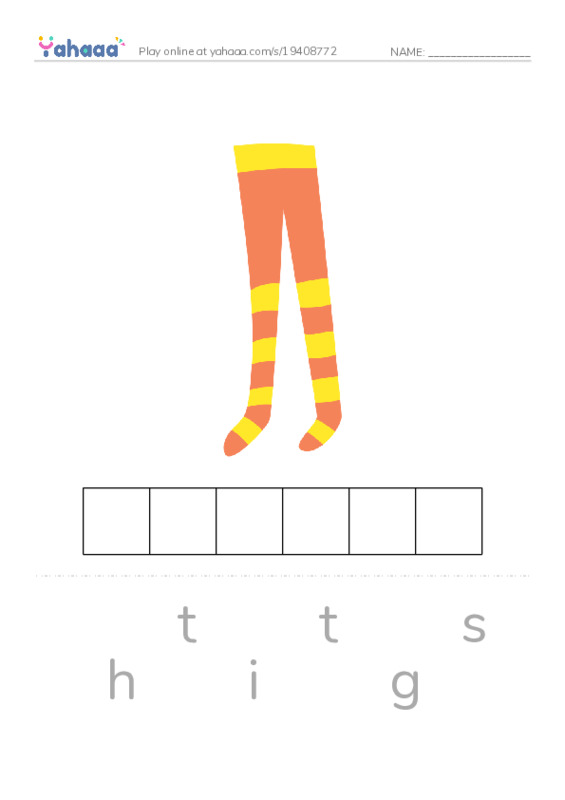 Letter scramble puzzle worksheet for Clothes and Accessories 3