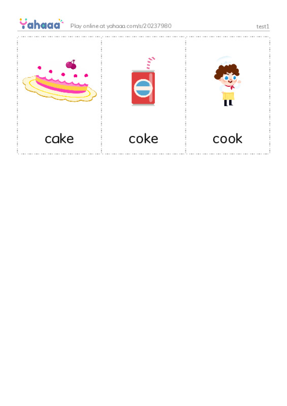Picture flashcards worksheet for test1