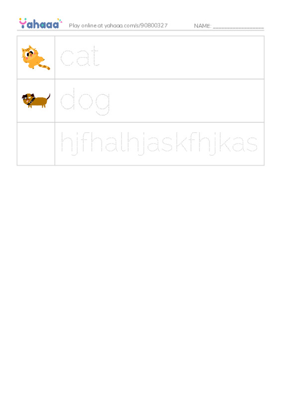 Picture and word rows worksheet for test2