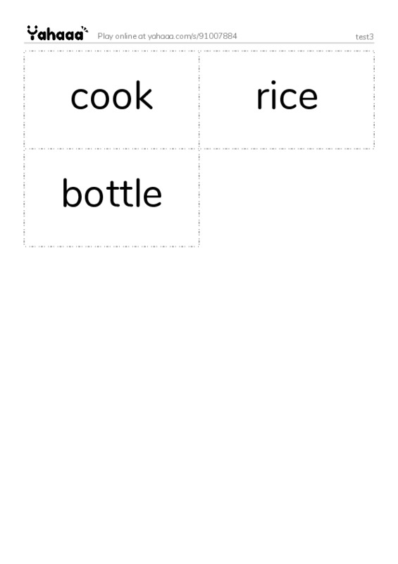 Word flashcards worksheet for test3