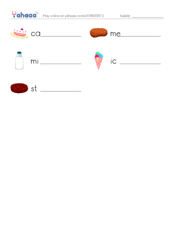 Write the word rows worksheet for I like to eat
