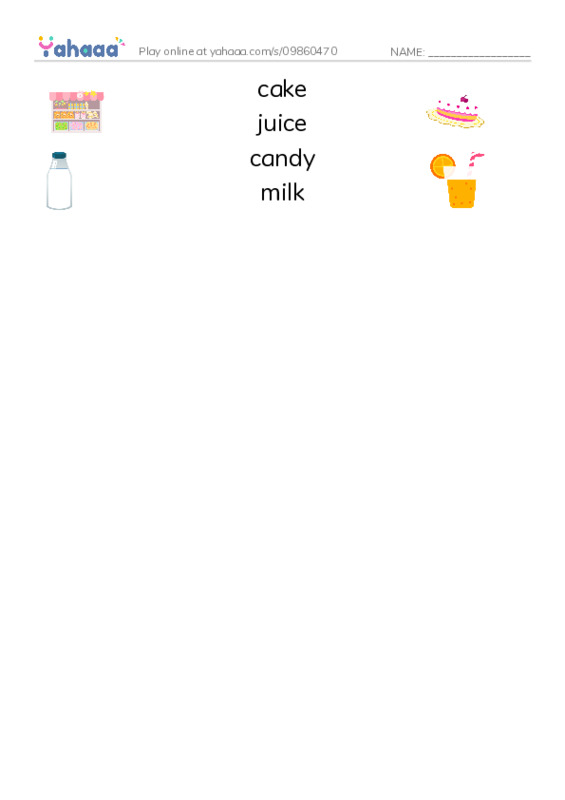 Match both sides worksheet for Food Monster
