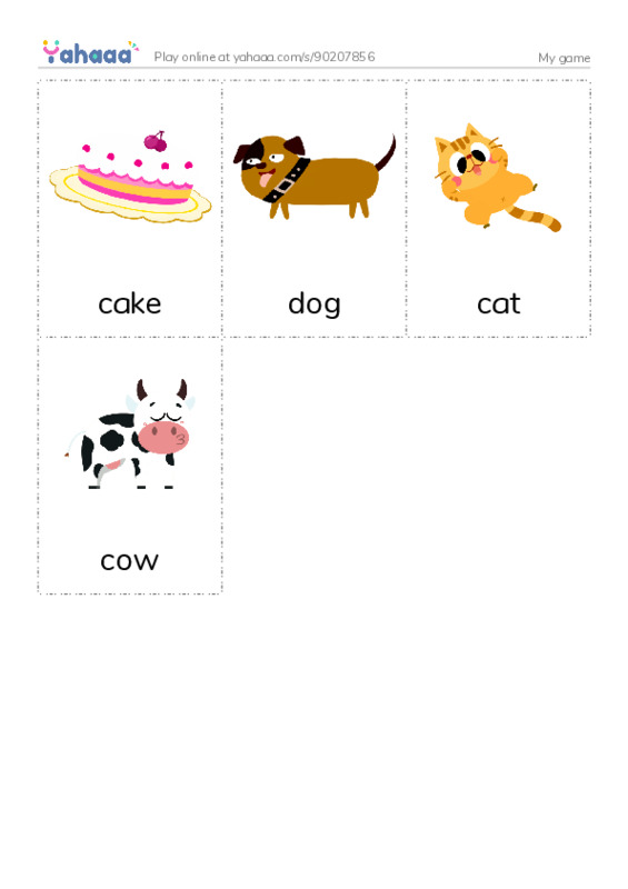 Picture flashcards worksheet for My game