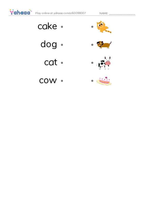 Draw a line to match worksheet for My game
