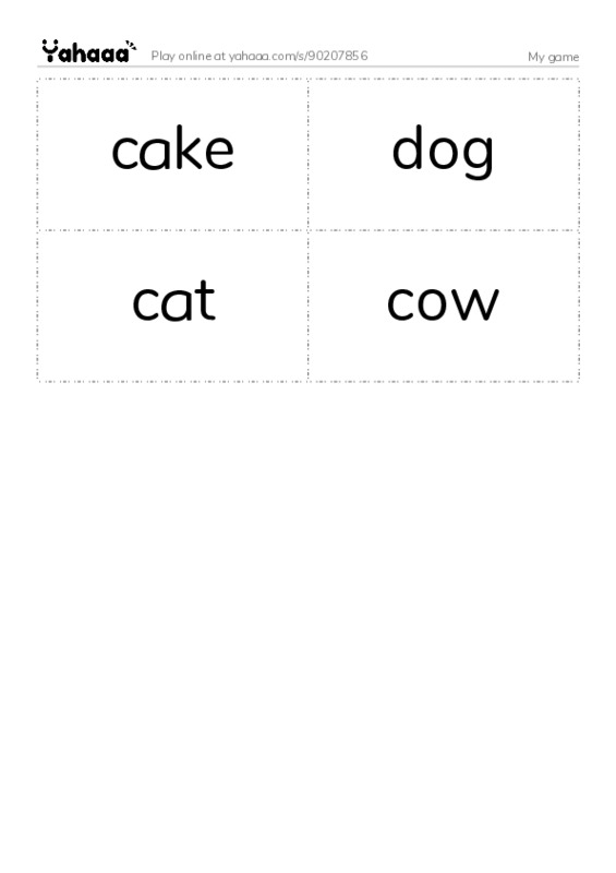 Word flashcards worksheet for My game