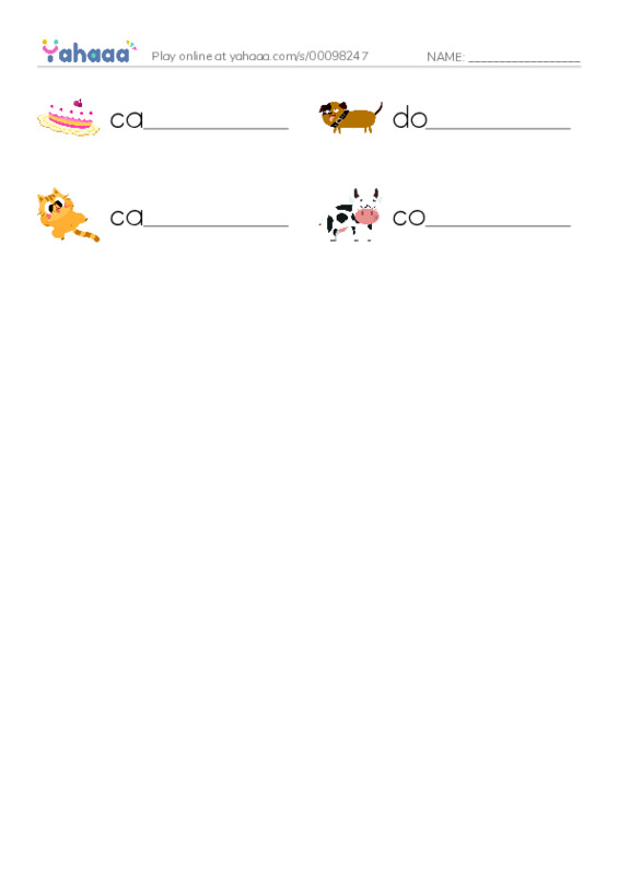 Write the word rows worksheet for My game