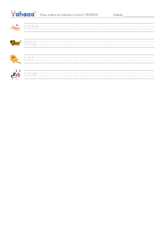 Handwriting lines worksheet for My game