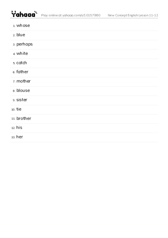 New Concept English Lesson 11-12 PDF words glossary