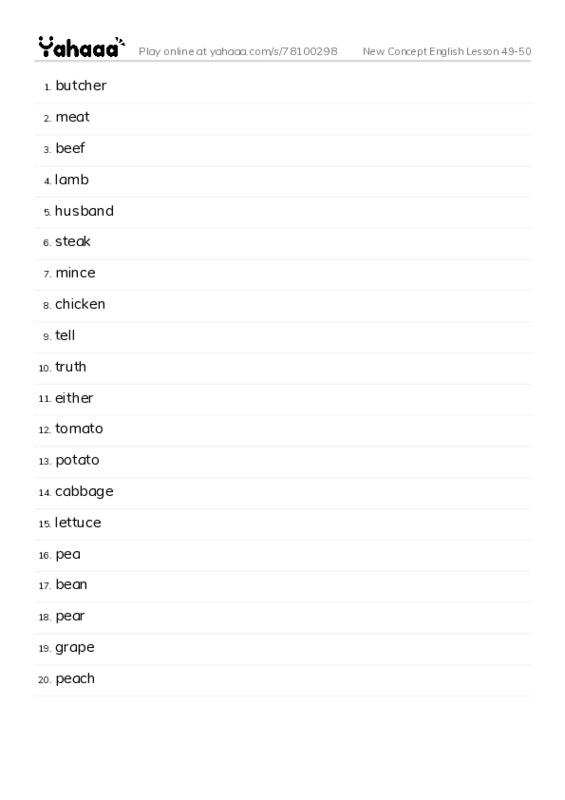 New Concept English Lesson 49-50 PDF words glossary
