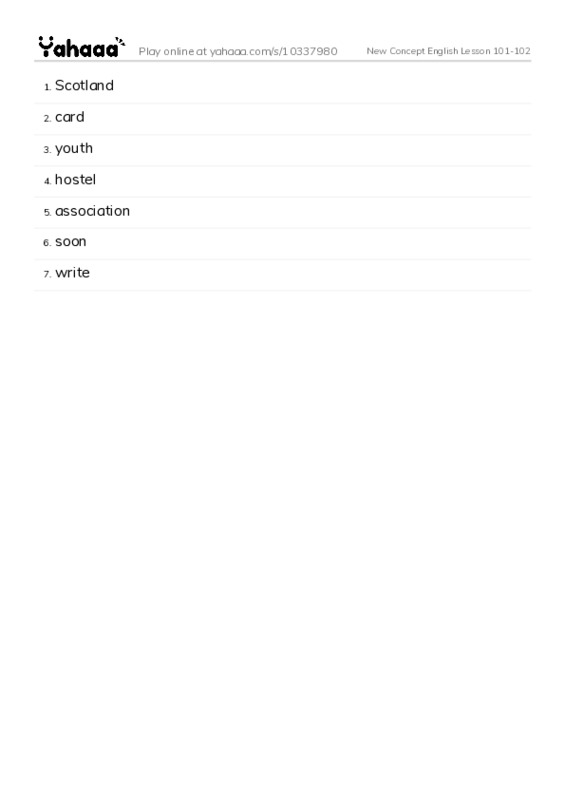 New Concept English Lesson 101-102 PDF words glossary