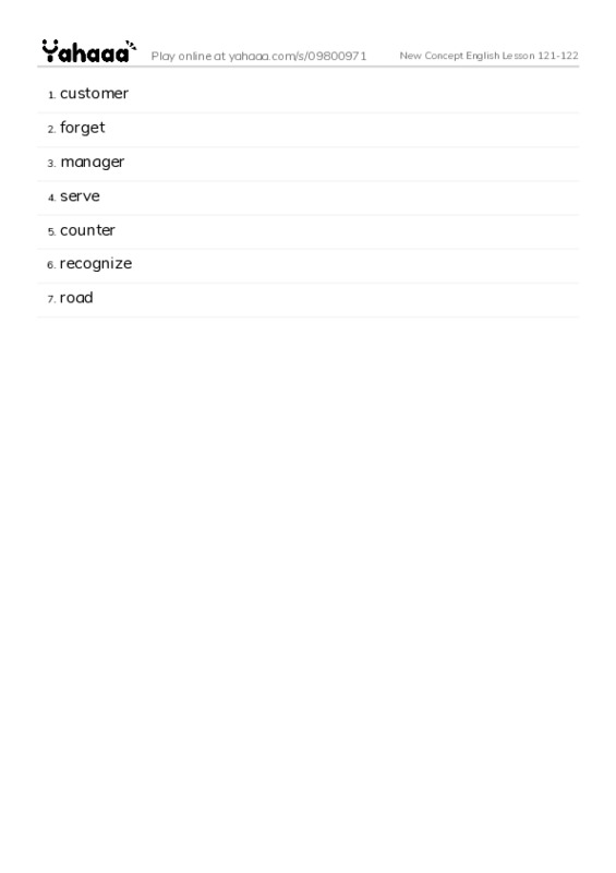 New Concept English Lesson 121-122 PDF words glossary