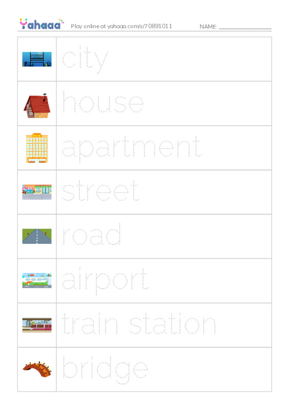 625 words to know in English: Location 1 PDF one column image words