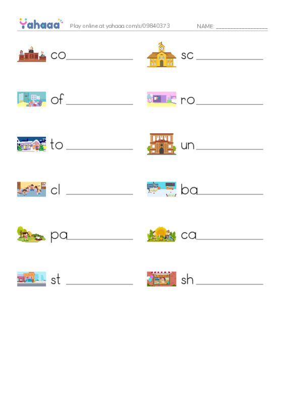 625 words to know in English: Location 2 PDF worksheet writing row