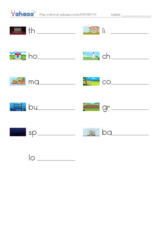 625 words to know in English: Location 3 PDF worksheet writing row