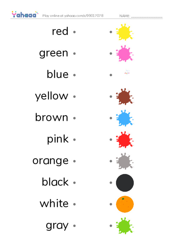 625 words to know in English: Color PDF link match words worksheet