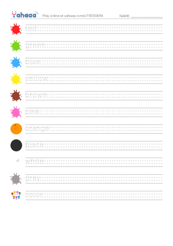 625 words to know in English: Color PDF write between the lines worksheet