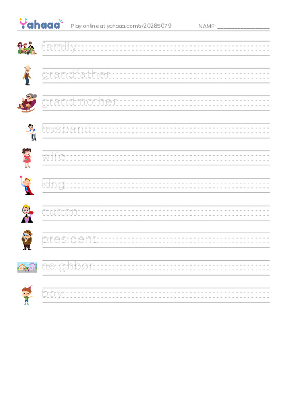 625 words to know in English: People 2 PDF write between the lines worksheet