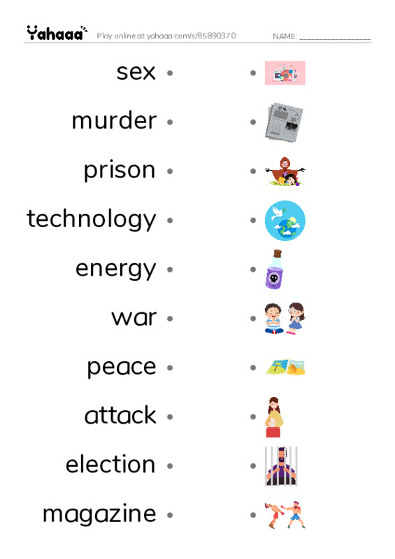 625 words to know in English: Society 2 PDF link match words worksheet