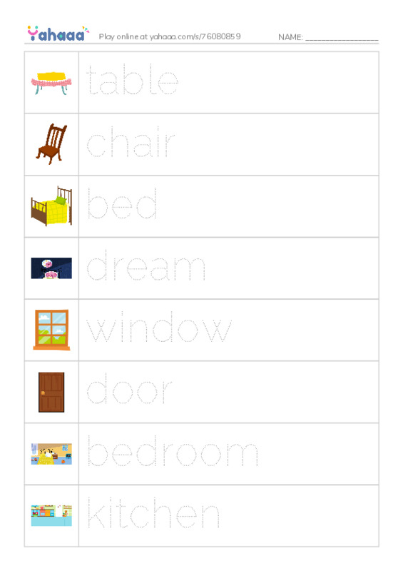 625 words to know in English: Home 1 PDF one column image words