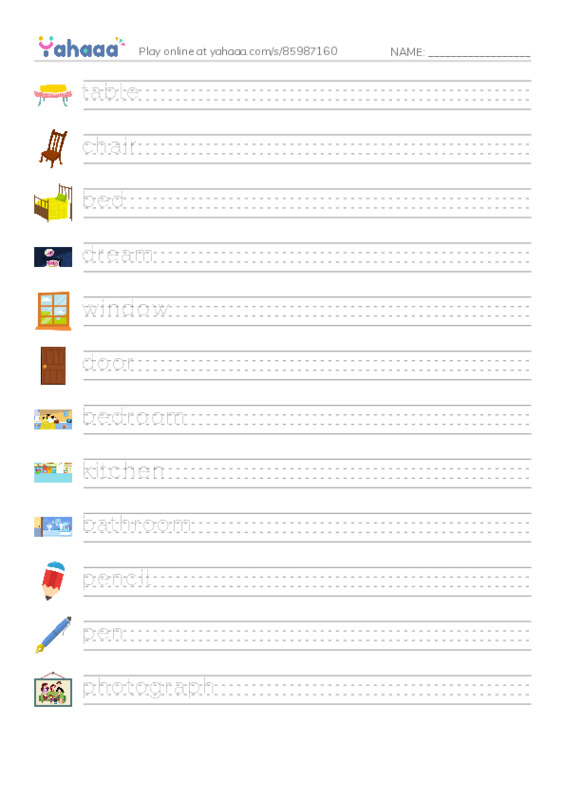 625 words to know in English: Home 1 PDF write between the lines worksheet