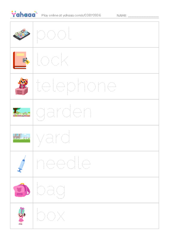 625 words to know in English: Home 3 PDF one column image words