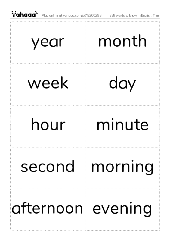 625 words to know in english time worksheets pdf download yahaaa