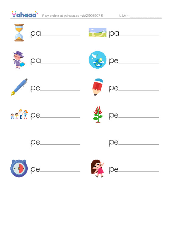 Write the word rows worksheet for 1000 basic English words: P 2