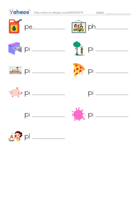 Write the word rows worksheet for 1000 basic English words: P 3