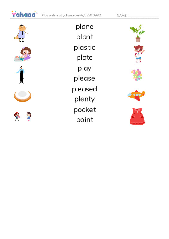 1000 basic English words: P 4 PDF three columns match words